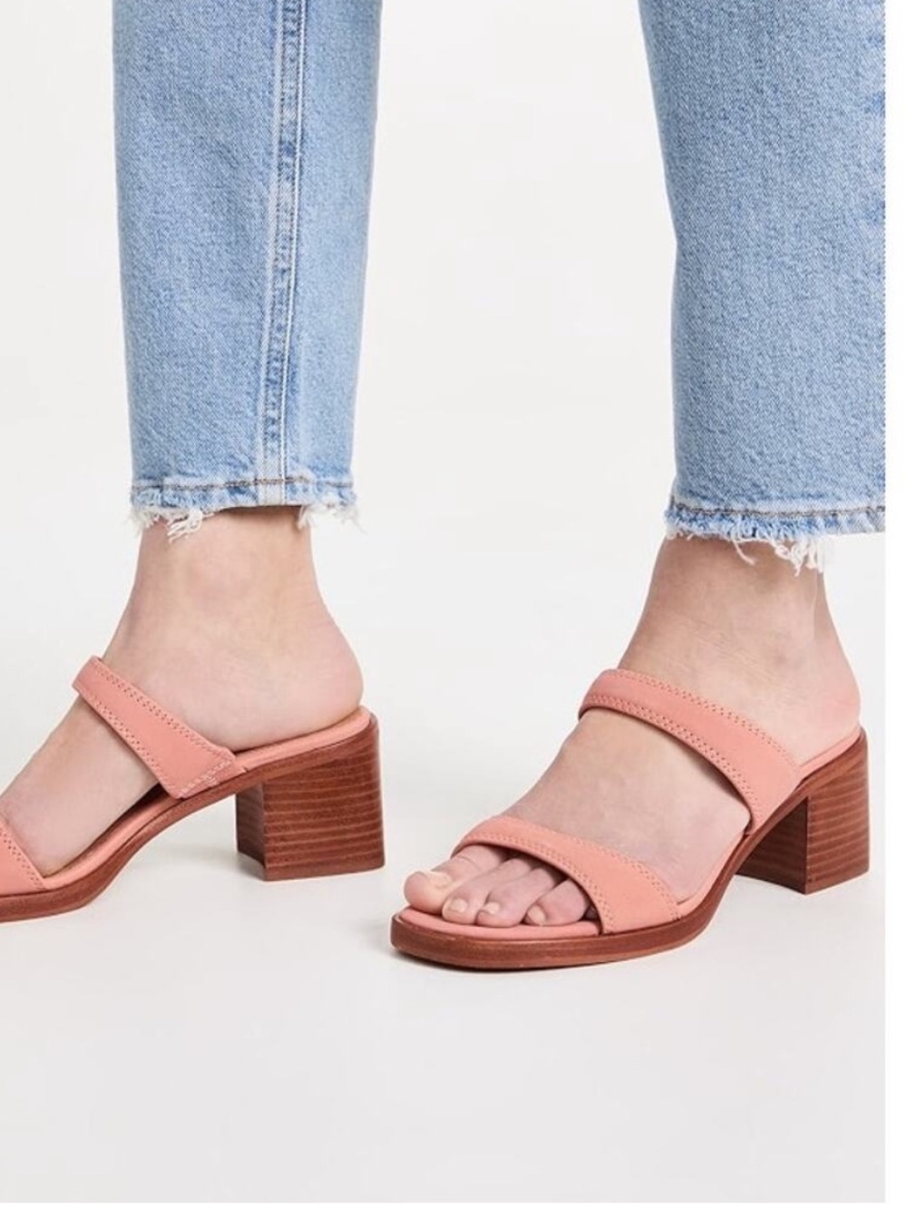 Madewell Ora Two-Strap Block Heel Sandals - Blush Pink